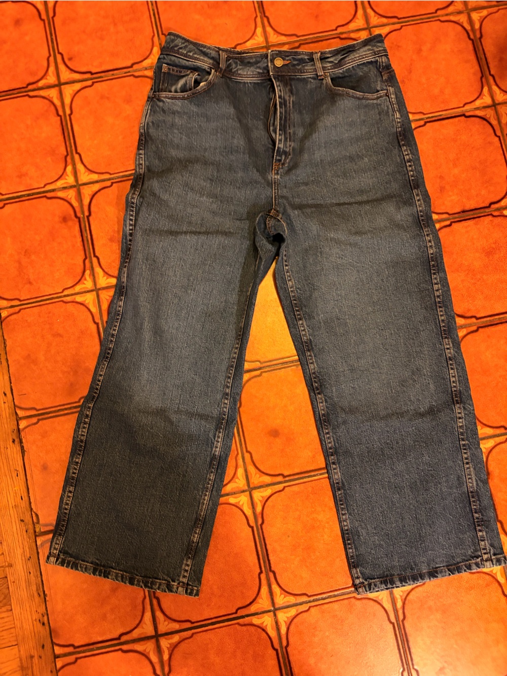 Sezane Wide-Leg Blue Denim Jeans